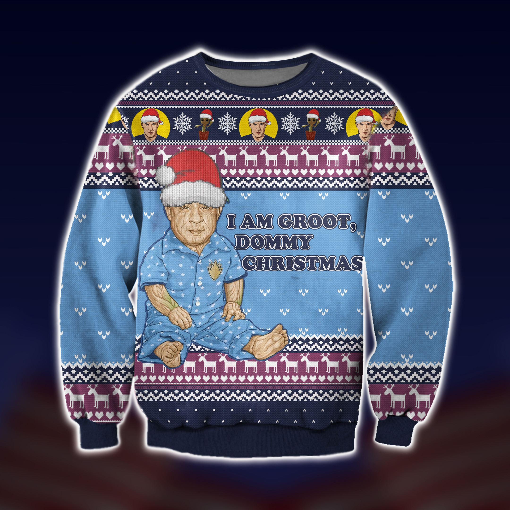 Groot X Vin Diesel Dommy Xmas Ugly Christmas Sweater