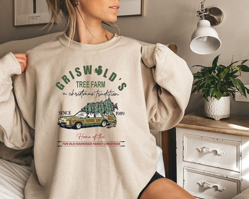 Tree Farm Christmas Sweatshirt 2D Crewneck Sweatshirt All Over Print Sweatshirt For Women Sweatshirt For Men Sws4780