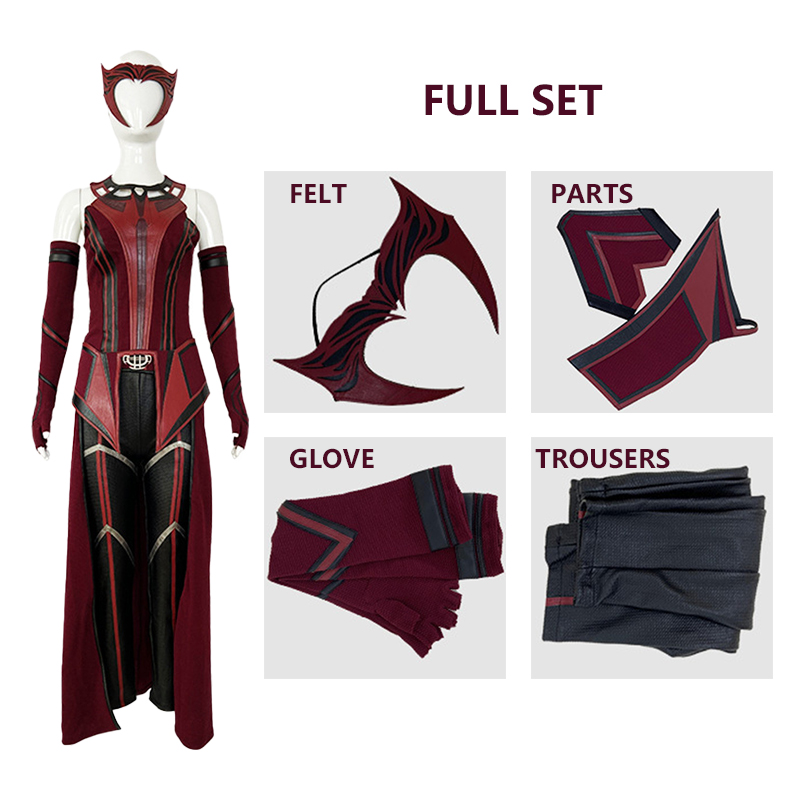 Wanda Female Scarlet Cosplay Witch Maximoff Leather Original Jumpsuit Halloween Dress up Cape Mask Adult Suit alx