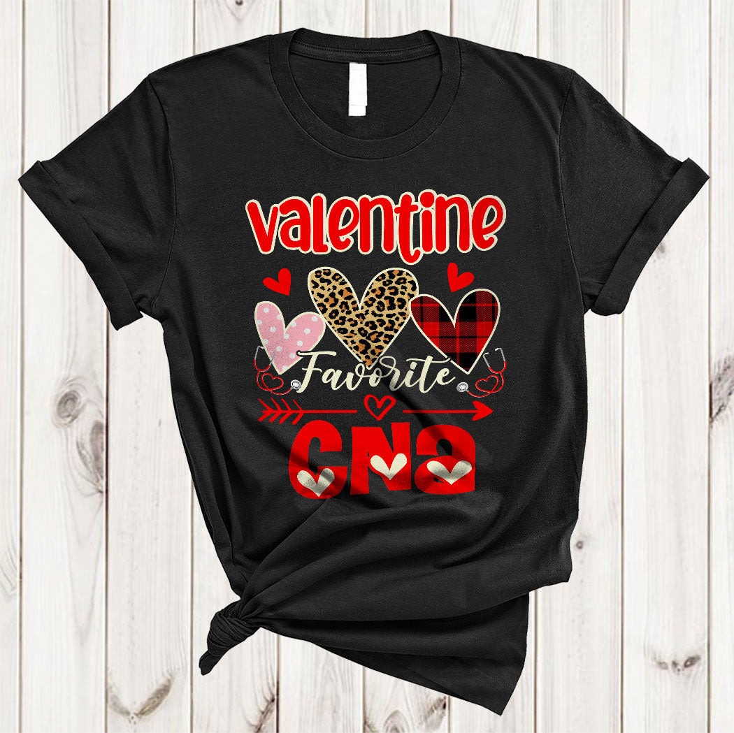 Valentine Favorite Cna Funny Valentine’S Day Heart Leopard Plaid Nurse Lover Gifts T-Shirt