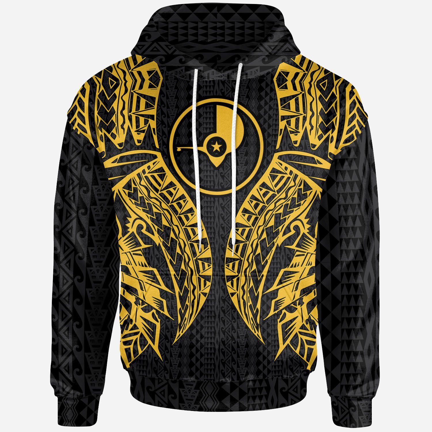 Yap Hoodie – Micronesian Lion Head Gold Style – Pacific Print Hoodie