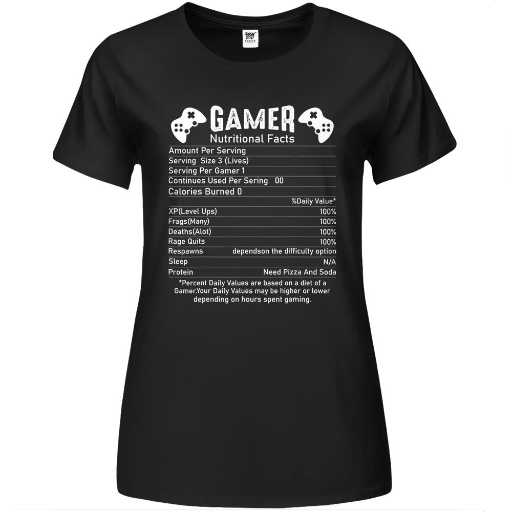 Nutritional Facts Shirt, Gamer Nutrition Facts Shirt, Gamer Nutritional Facts Cool Gamer Funny Online Video Game Premium Womens T Shirts