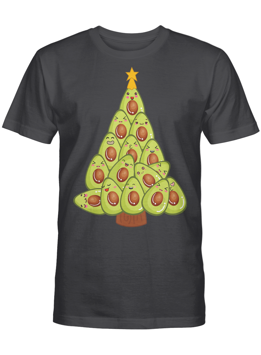 AmazeStyleZ Santa’s Reindeer, Ugly Christmas Sweater, Christmas Gift Ideas, Avocado Plant Based Christmas Tree Vegan Guac WFPB Gift T-Shirt