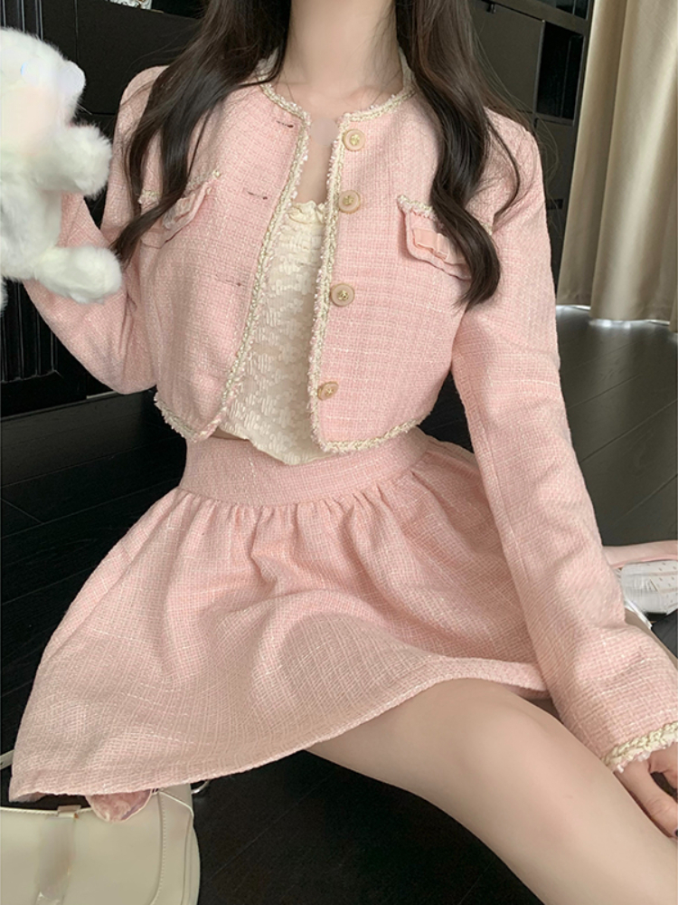 2022 Autumn Elegant Blazer Suits Women Y2k Crop Tops Korean Fashion 2 Piece Dress Set Office Lady Vintage Coats + Mini Skirts alx