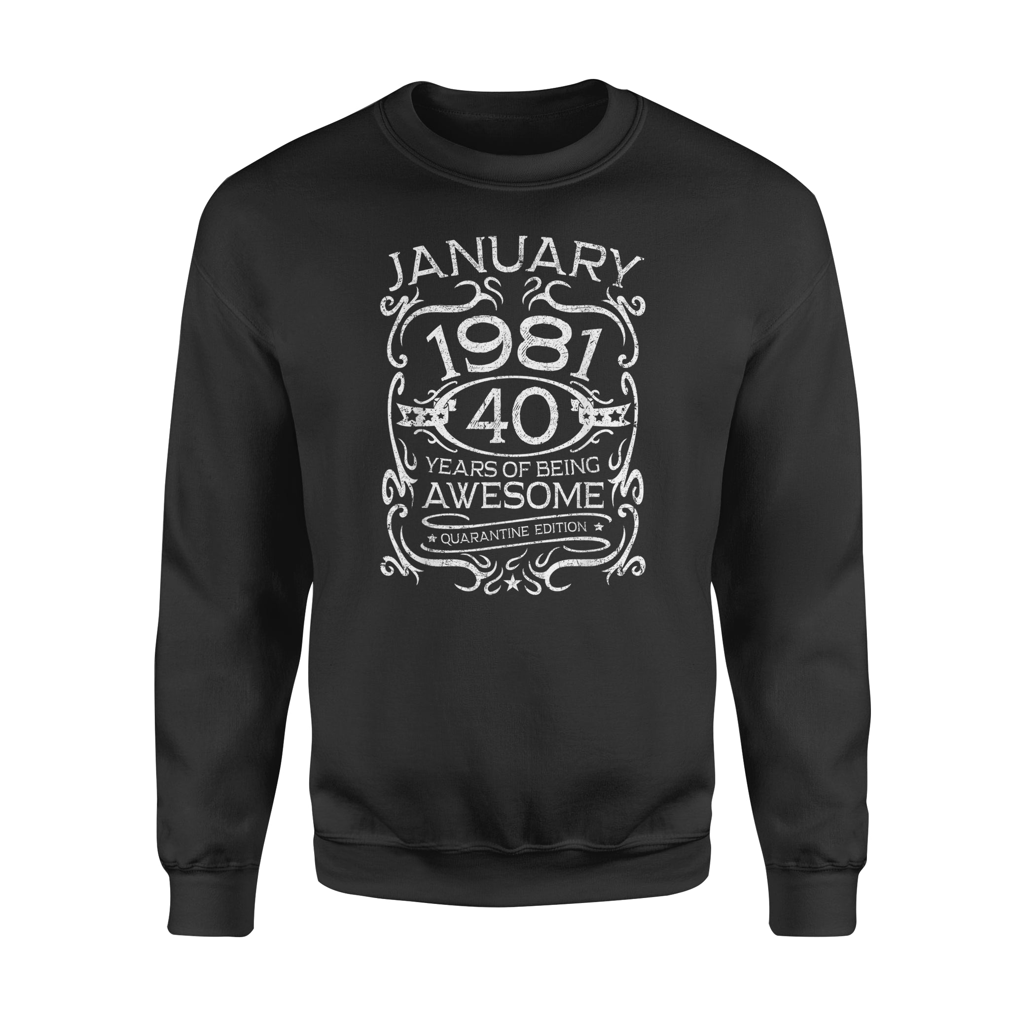 40 Years Of Being Awesome, Vintage January 1981 40th Birthday Gift – Standard Crew Neck Sweatshirt