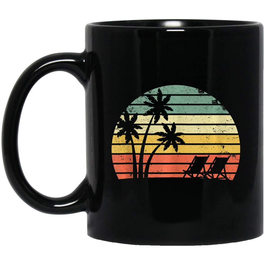 Vintage Beach Sunset Palm Trees Beach Chair Cool Coffee Mug