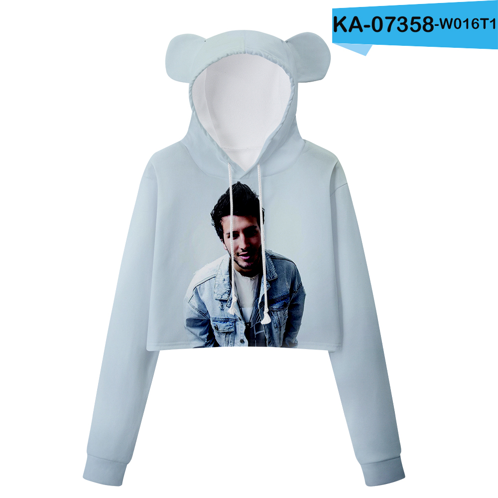 Cool Singer Sebastian Yatra Sweatshirt Sexy Women 2021 New Cute Stylish Crop Top 3D Fashion Streetwear Bear Ears girls Hoodie alx