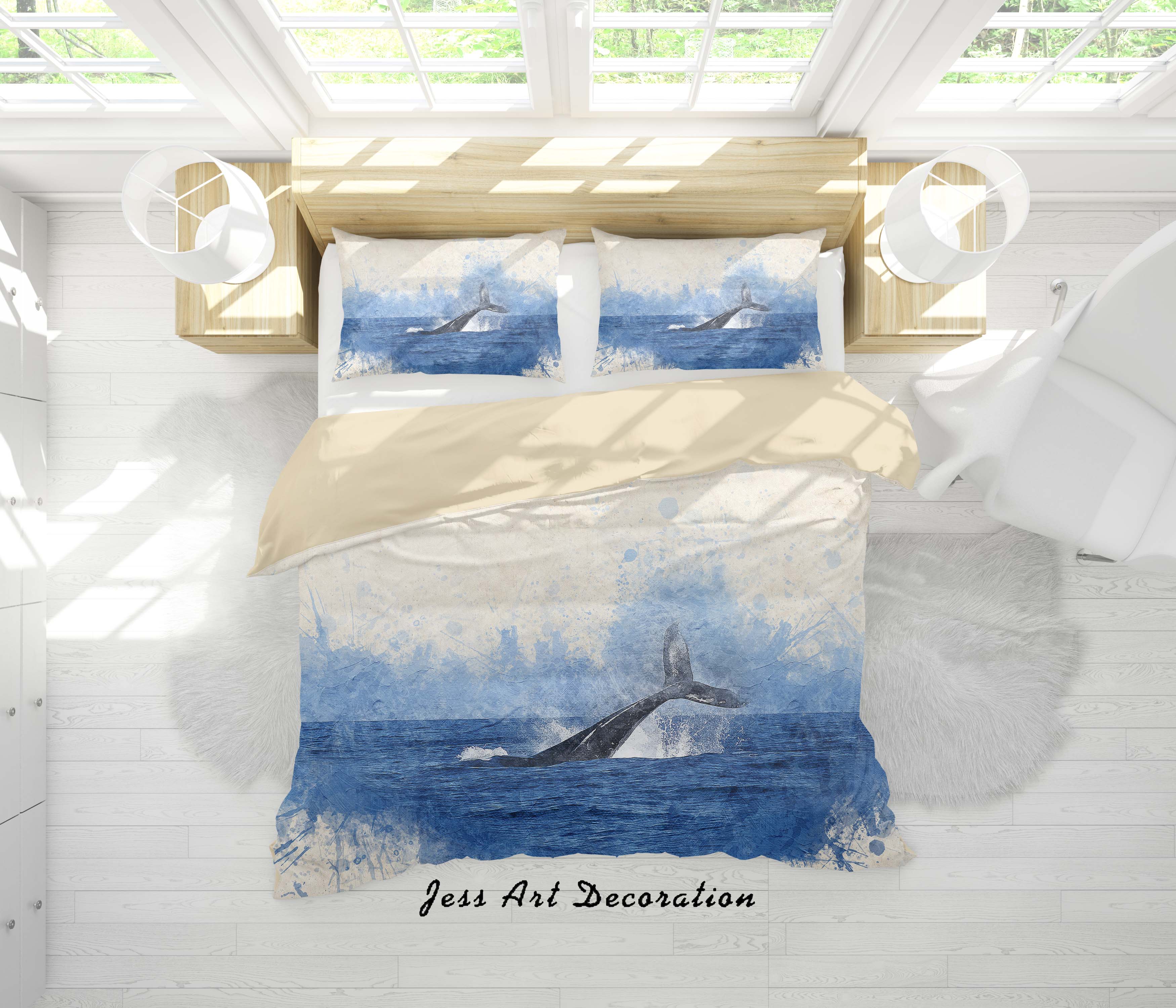 3D Hand Painted Sea Whale Quilt Cover Set Bedding Set Duvet Cover Pillowcases A176 Lqh