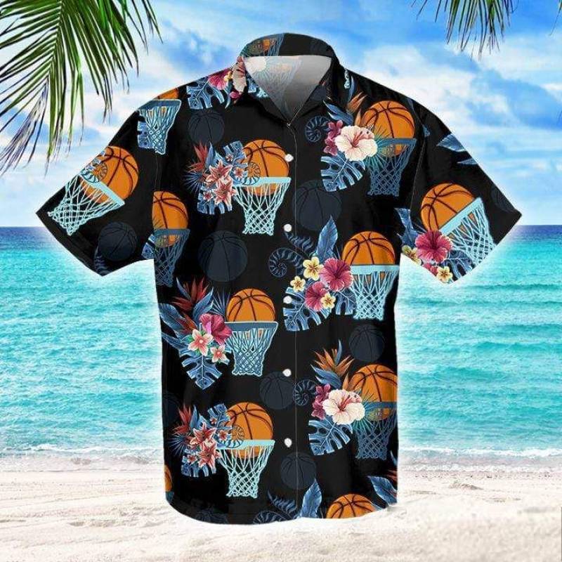 Basketball Flowers Tropical Hawaiian Shirt