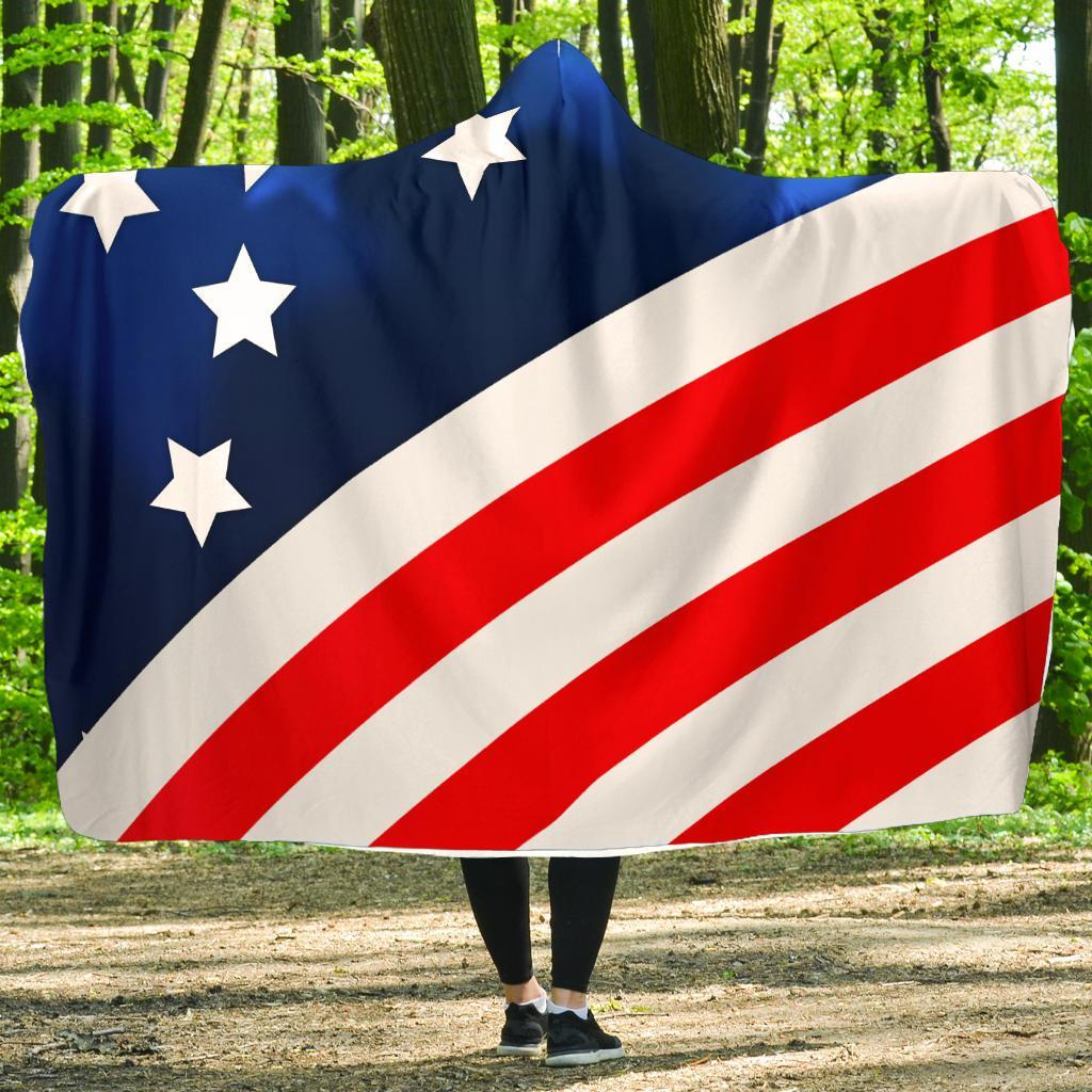 American Flag Style Hooded Blanket