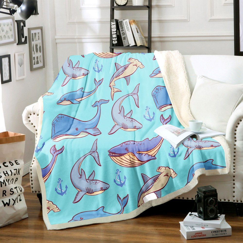 3D Shark Hm1401007Tt Sherpa Fleece Blanket