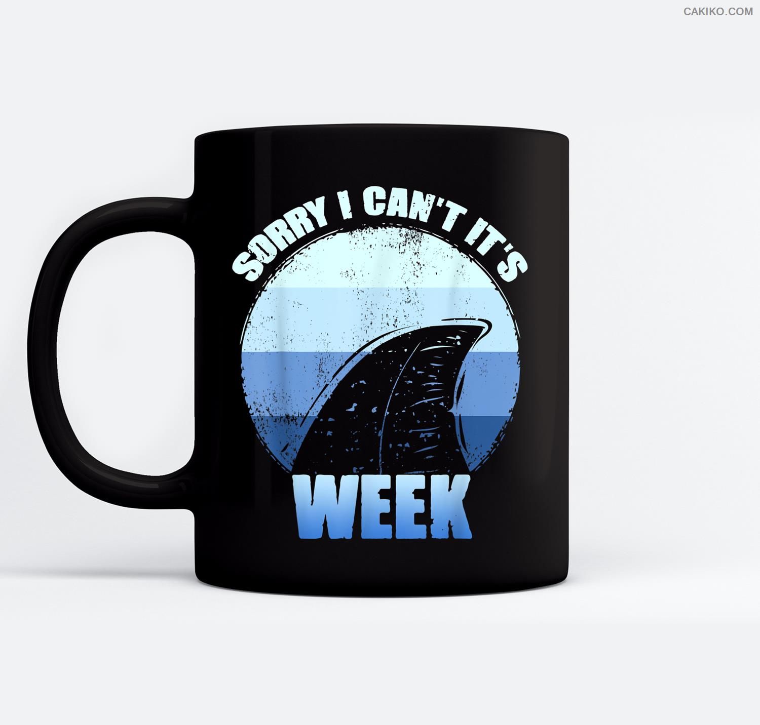 Sorry I Can’T It’S Week Funny Shark Gift Ceramic Coffee Black Mugs