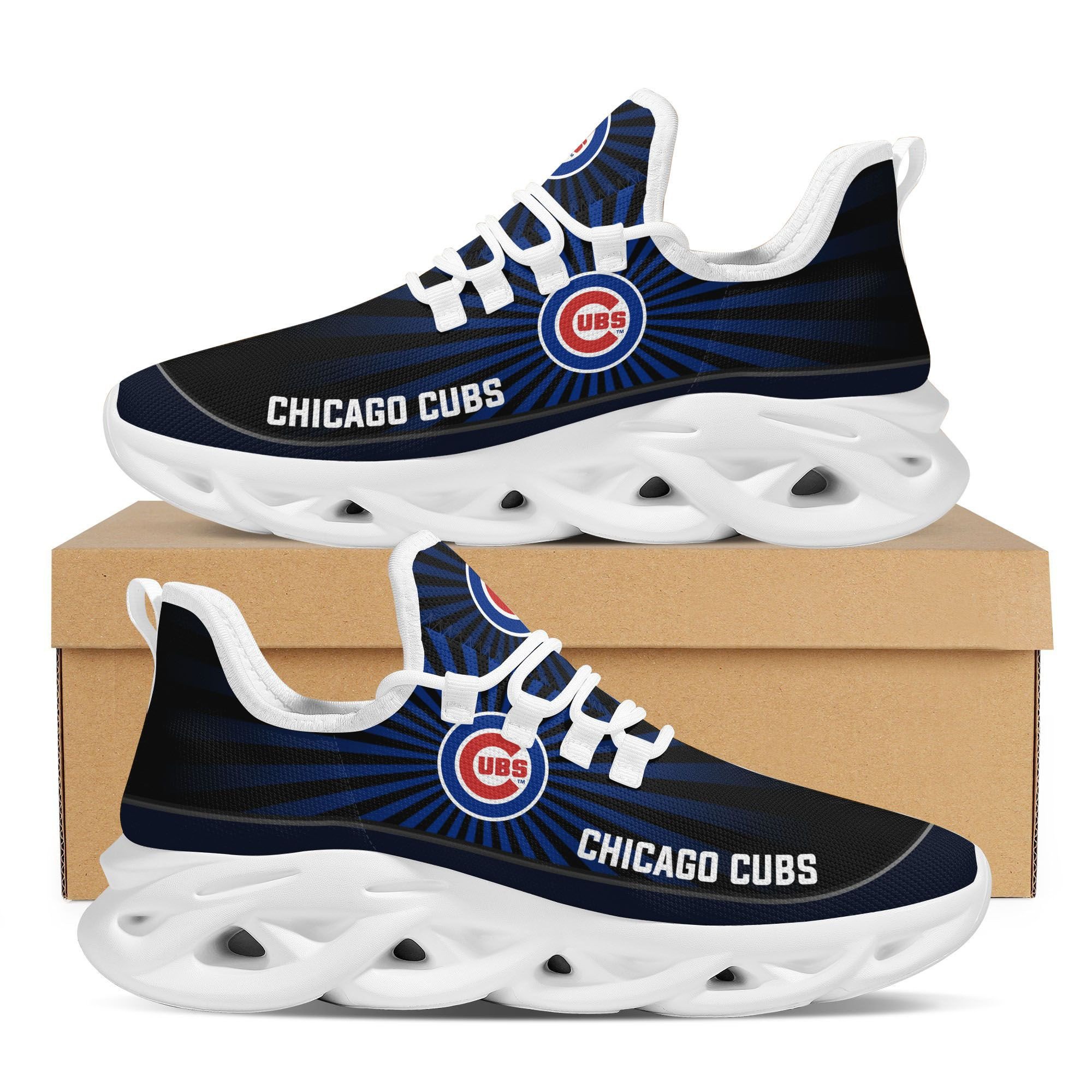 Chicago Cubs  Light Flashes Design Trending Max Soul Clunky Sneaker Shoes For Mens Womens Major League Baseball Team Fans