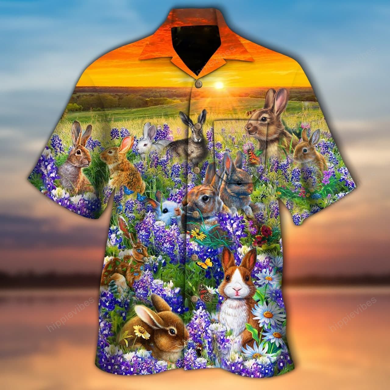 Rabbits In A Bluebonnet Field Hawaii Shirt Re Ha51795