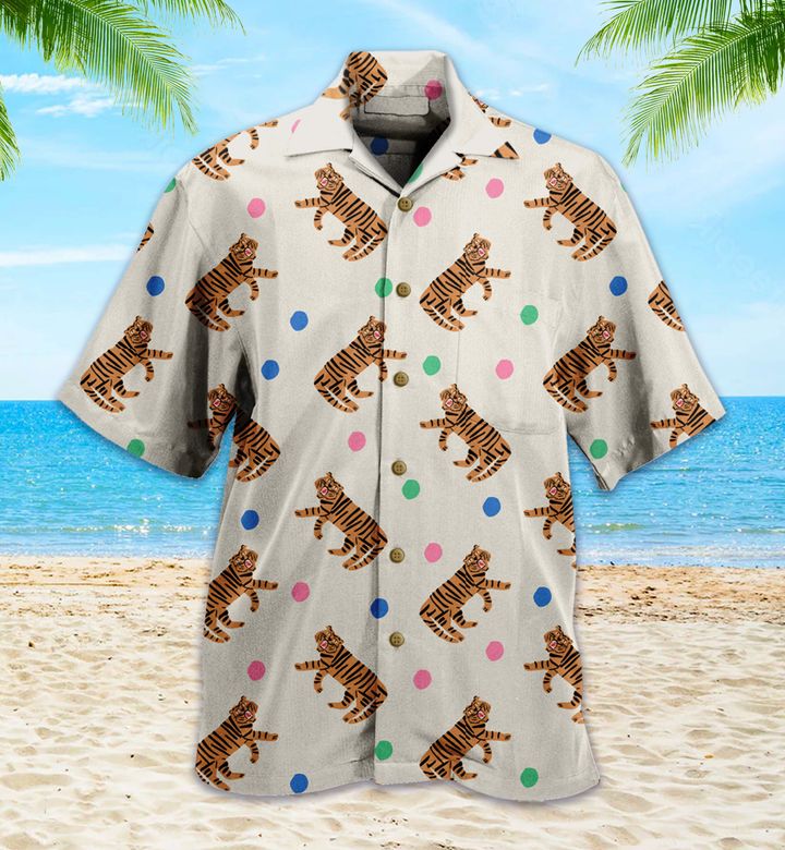 Tiger Polka Dots Colorful Hawaii Shirt Ha54831