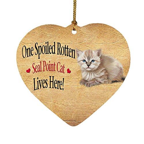 Seal Point Kitten Spoiled Rotten Cat Heart Christmas Ornament