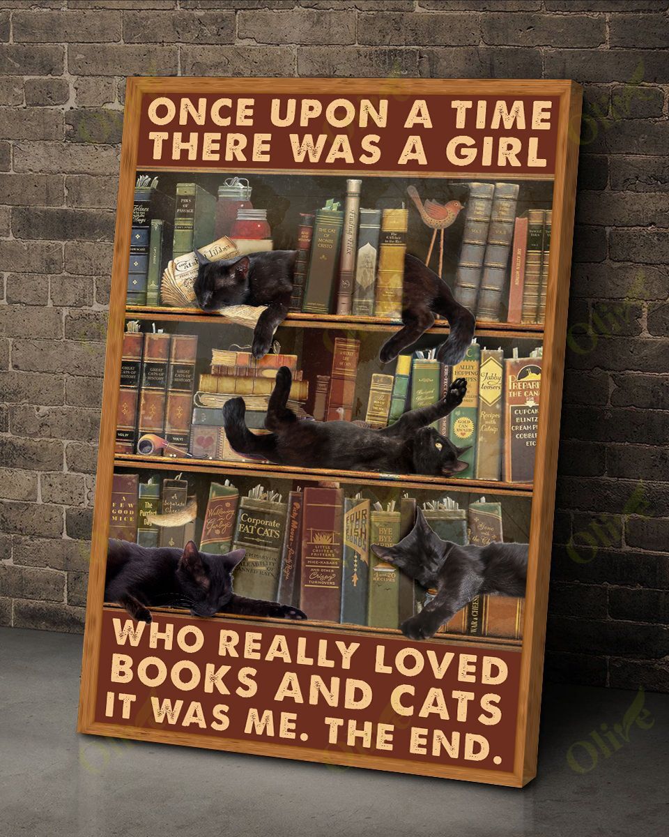 Black Cat – I Love Books And Cats Canvas Wall Art Home Decor