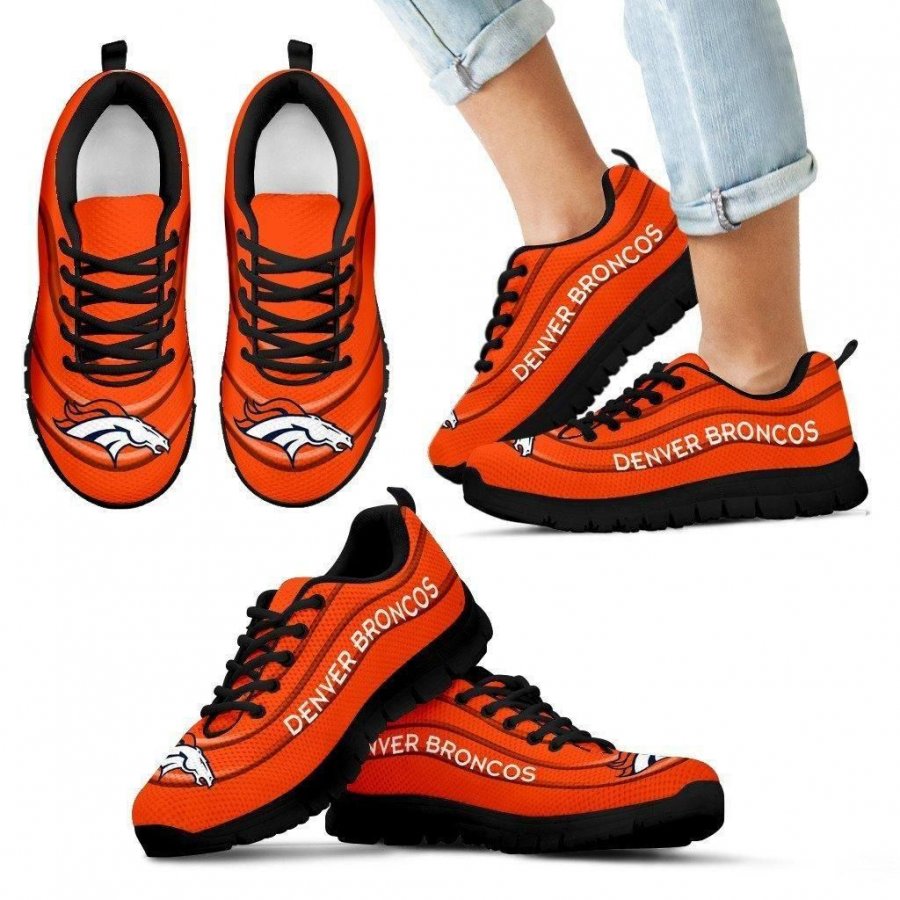 Wave Red Floating Pattern Denver Broncos Sneakers #577