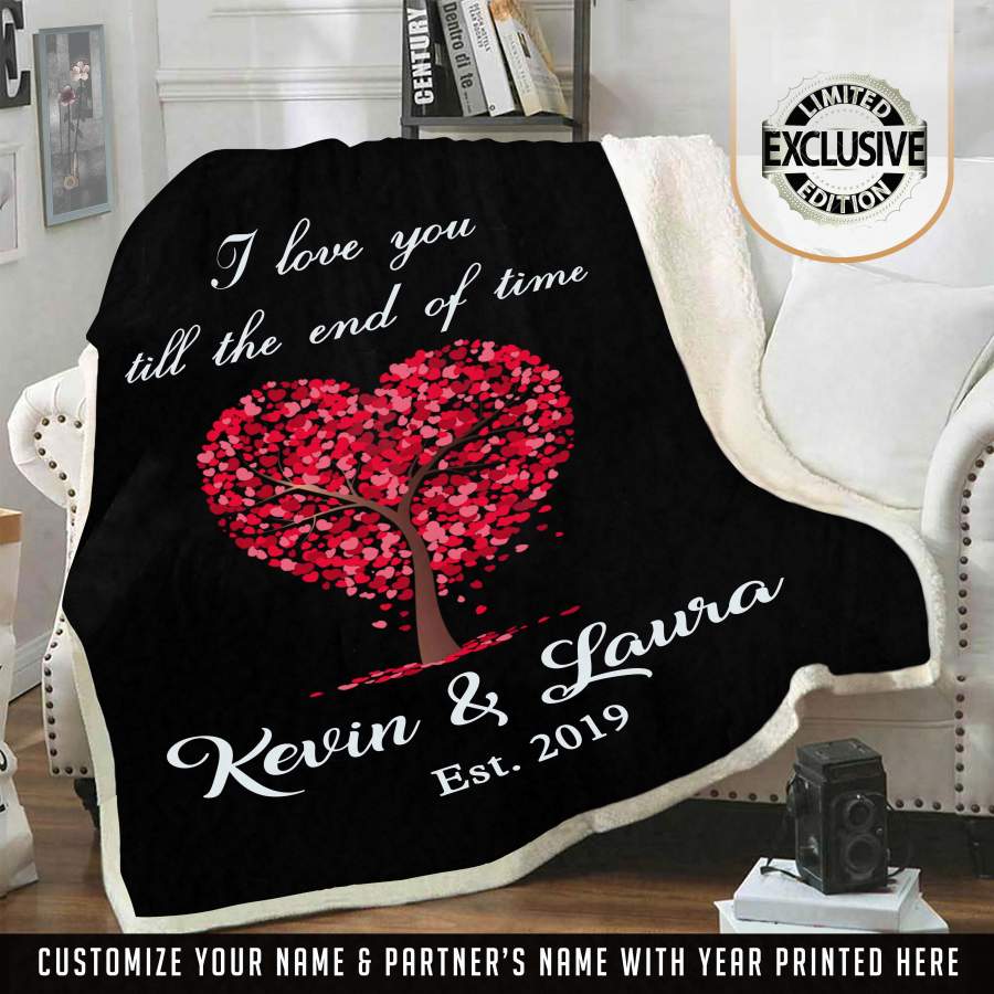 “Love You Till End” Personalized Couple Blanket