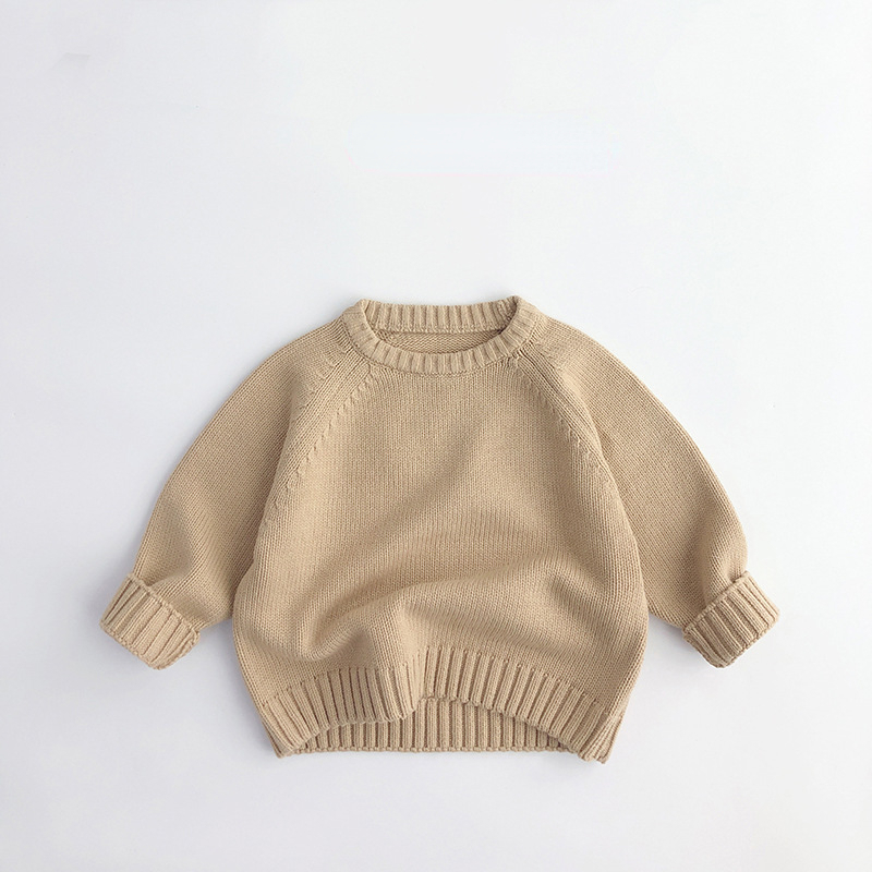 3469C Children Sweater 2022 Autumn Winter All Match Boy’s Sweater Knitted Retro Pullover Shoulder Jacket Loose Cotton Pullover alx