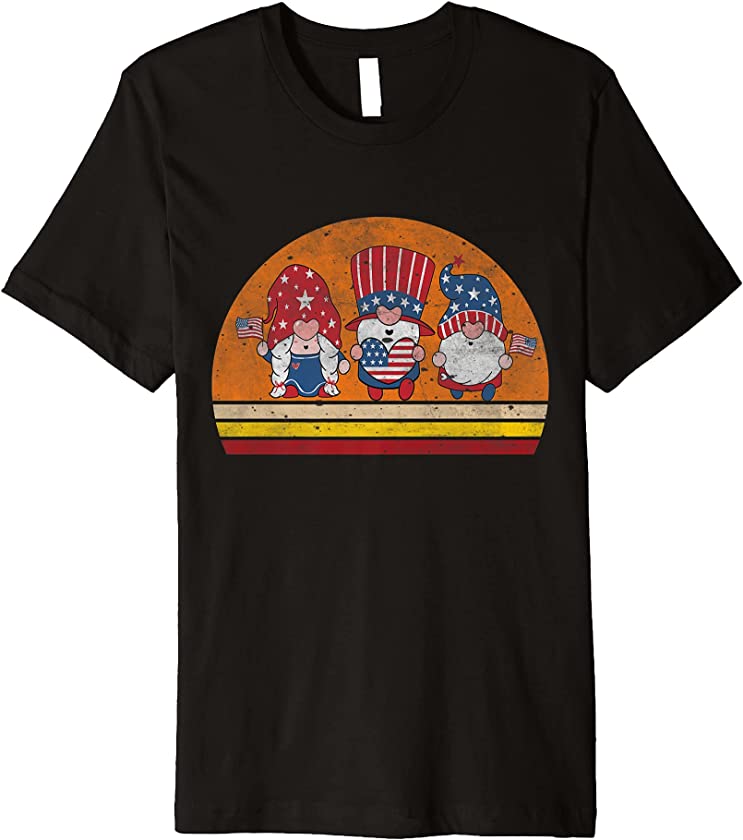 4th Of July American Three Gnomes Independence Day Vintage Premium T-Shirt