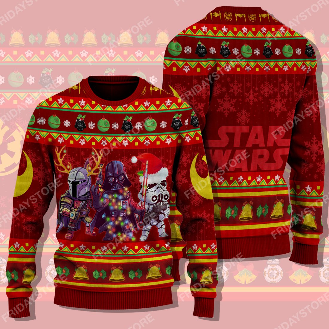 Unifinz Sw Sweater D.Vader Trooper Mandalorian Christmas Pattern Ugly Sweater Adult 2022