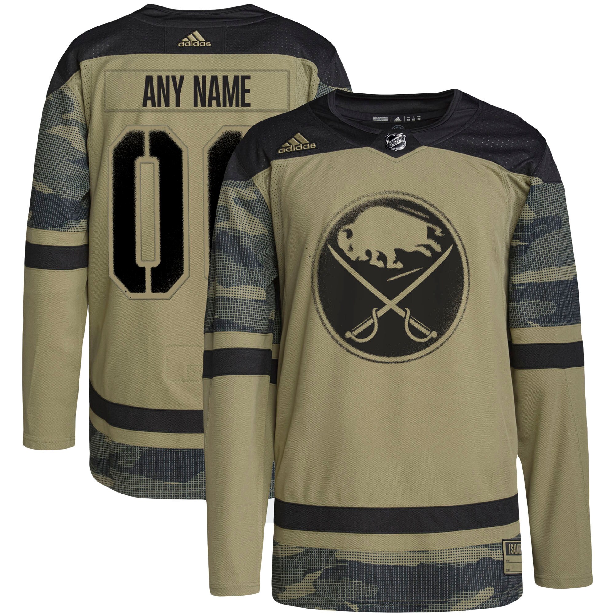 Men's Buffalo Sabres adidas Camo Military Appreciation Team Authentic Custom Practice Jersey