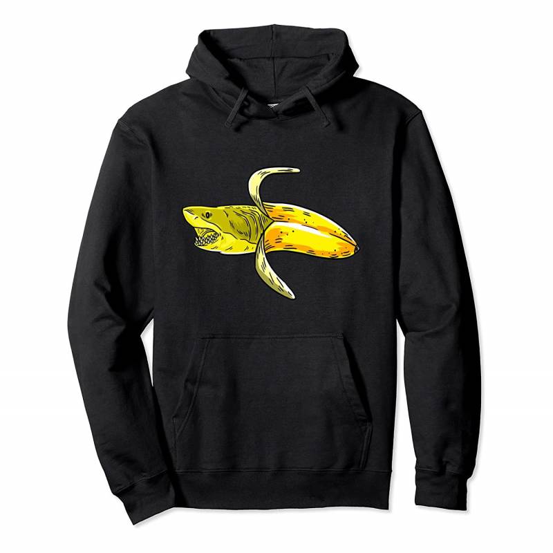 Banana Shark Art Graphic Funny Humor Fruit Pun Lover Gift Pullover Hoodie