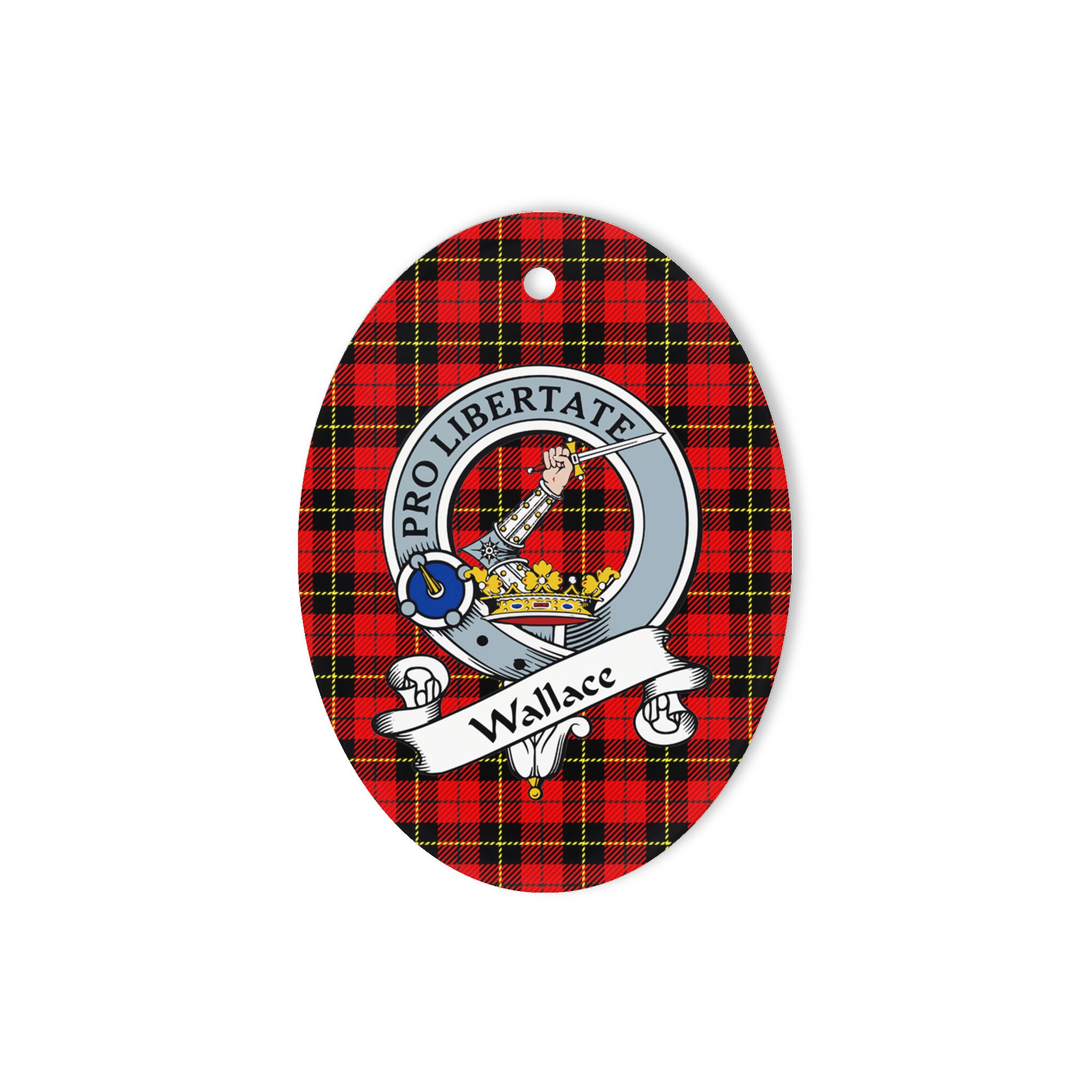 Wallace Scottish Clan Badge Plaid Ornament Gift. Christmas Tree Ornament Wallace Clan Tartan Ornament Great Christmas Ornaments Gift Oval Ornament