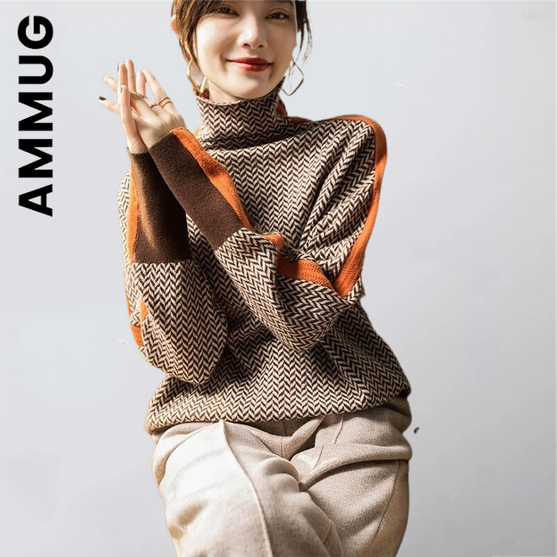 Ammug Turtleneck Fashion Women Sweater Knitted Jumper Sexy Knit Sweater Simple Girl Sweaters Ladies Basic Chic Women’s Clothing alx