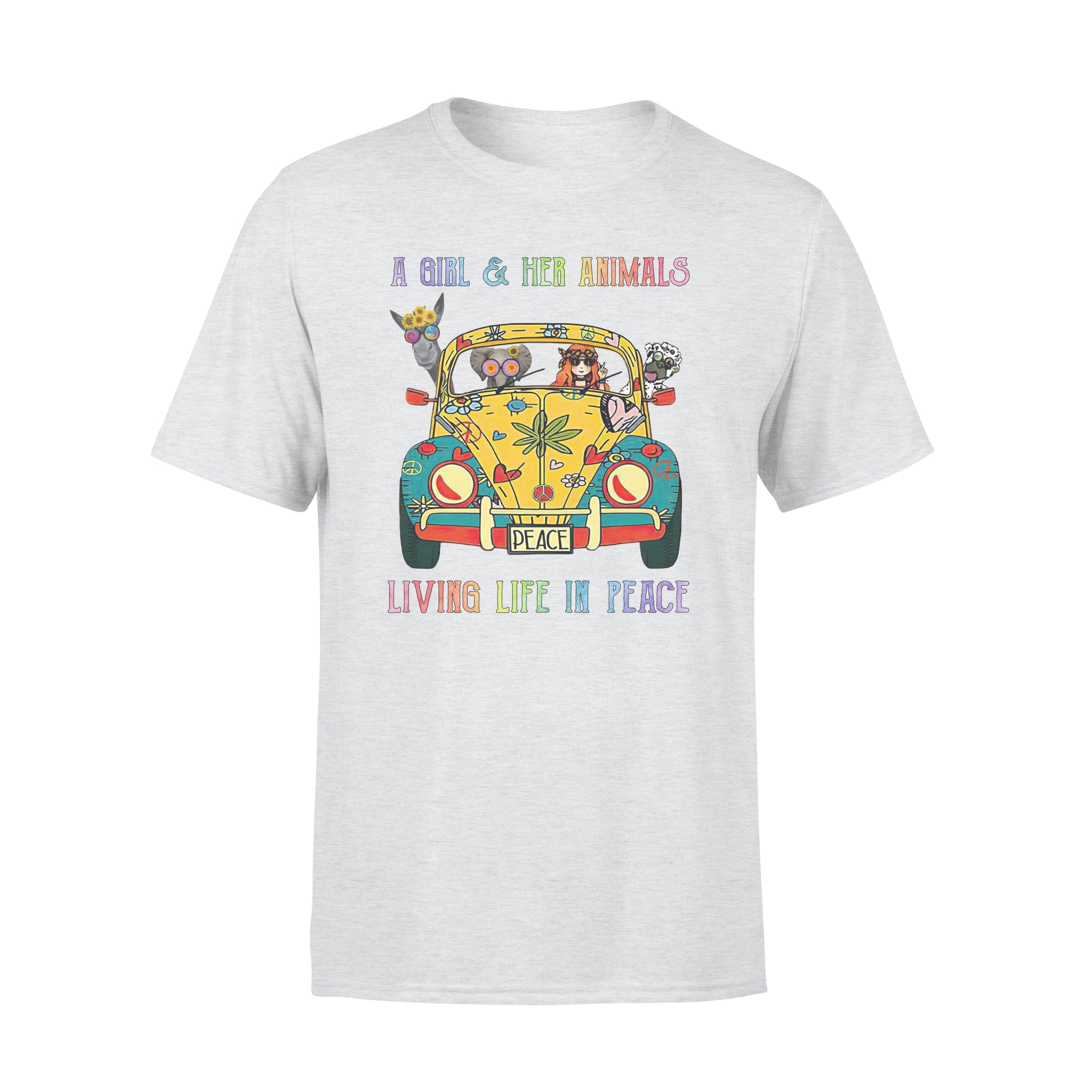 A Girl And Her Animals Living Life In Peace – Premium T-shirt