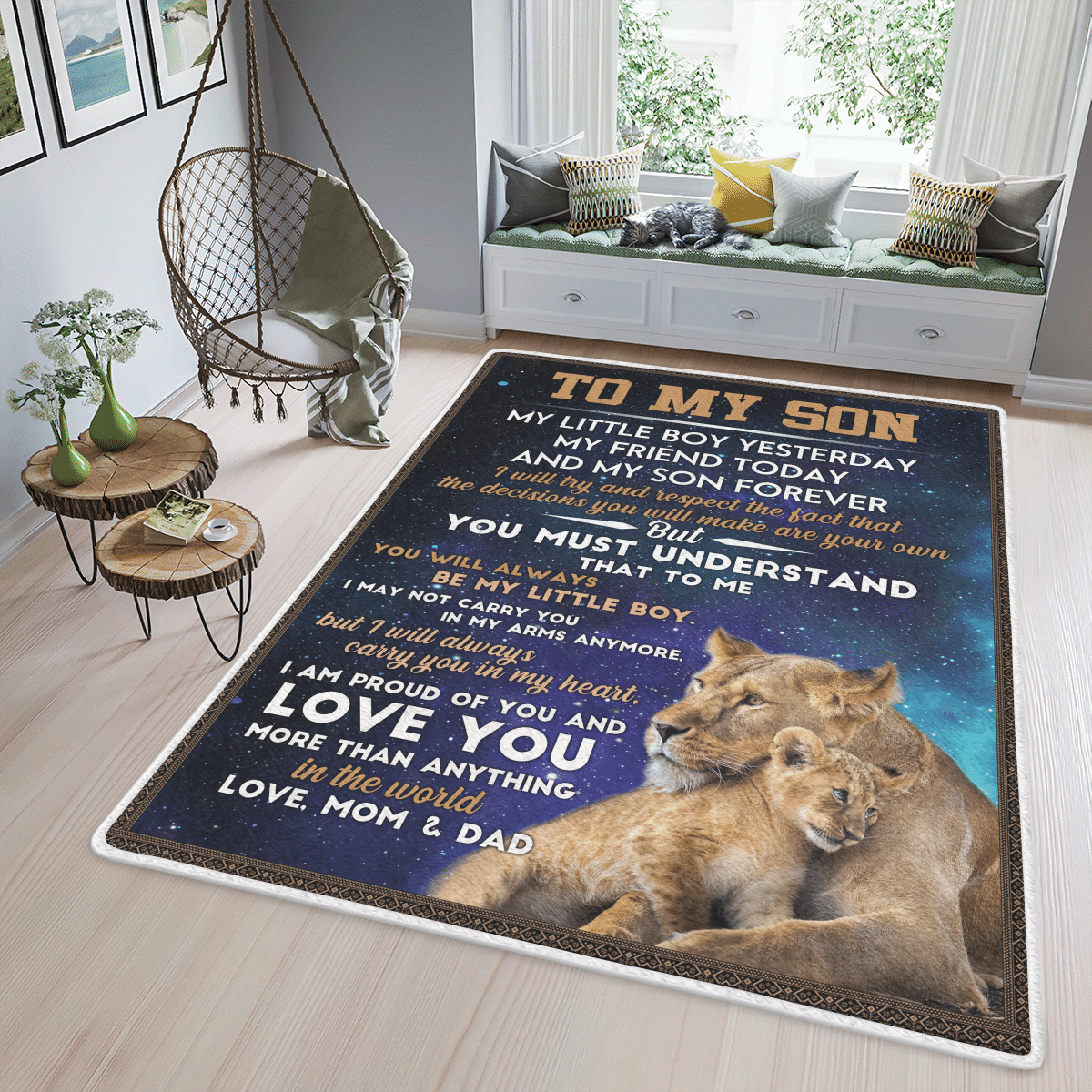 Wooni Lion Area Rug Rectangle Rug Wn1111122