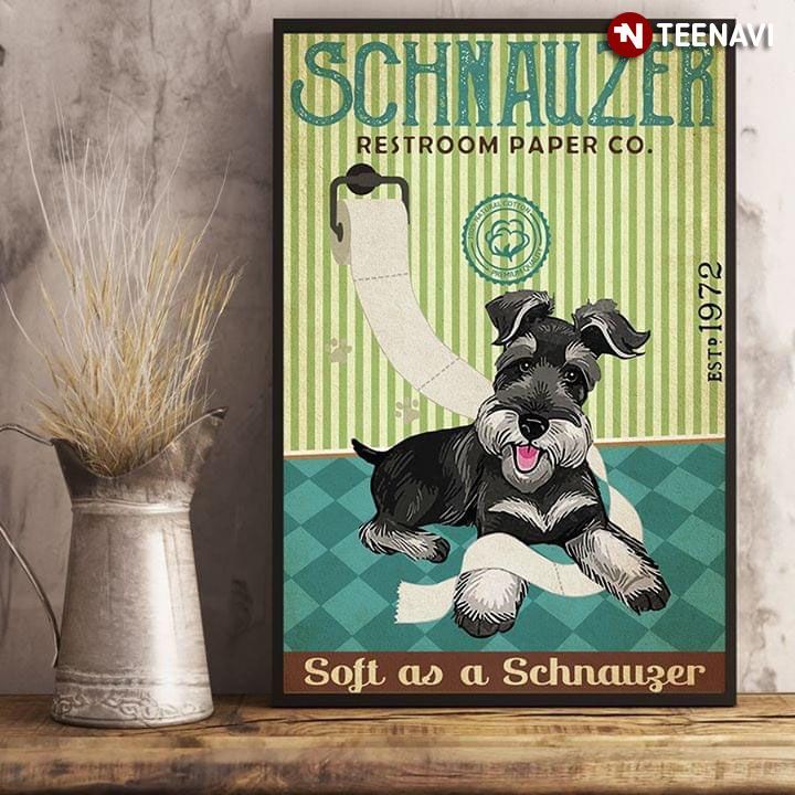 vintage schnauzer restroom paper co est.1972 soft as a schnauzer poster canvas