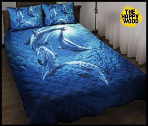 Dolphin Ocean Quilt Bed Set And Pillow Covers