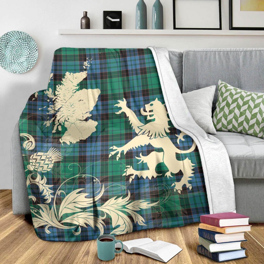 Tartan Blanket Stewart Old Ancient Tartan Scotland Lion Thistle Map Plaid Blanket