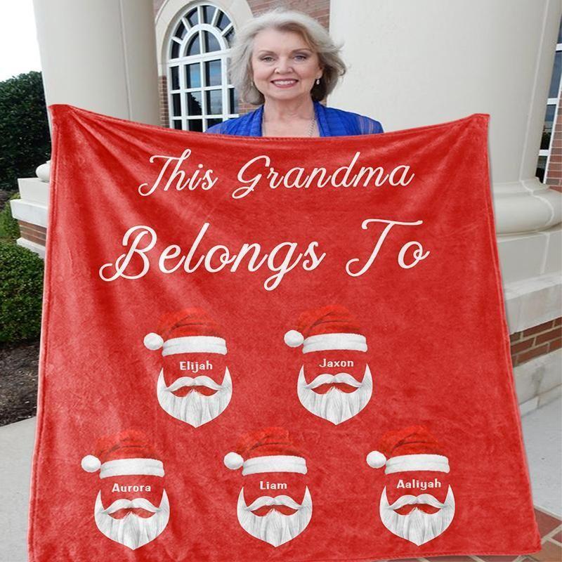 This Grandma Belong To Jaxon Christmas Custom Text Name Printed Fleece Blanket