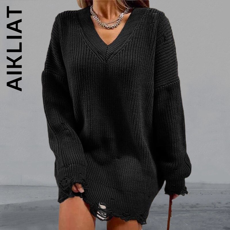 Aikliat Women Sweater Dress Fashion Mini Dress Sexy Long Sleeve Loose Knitted Slim Stylish Sweaters Ladies Chic Vestidos Female alx