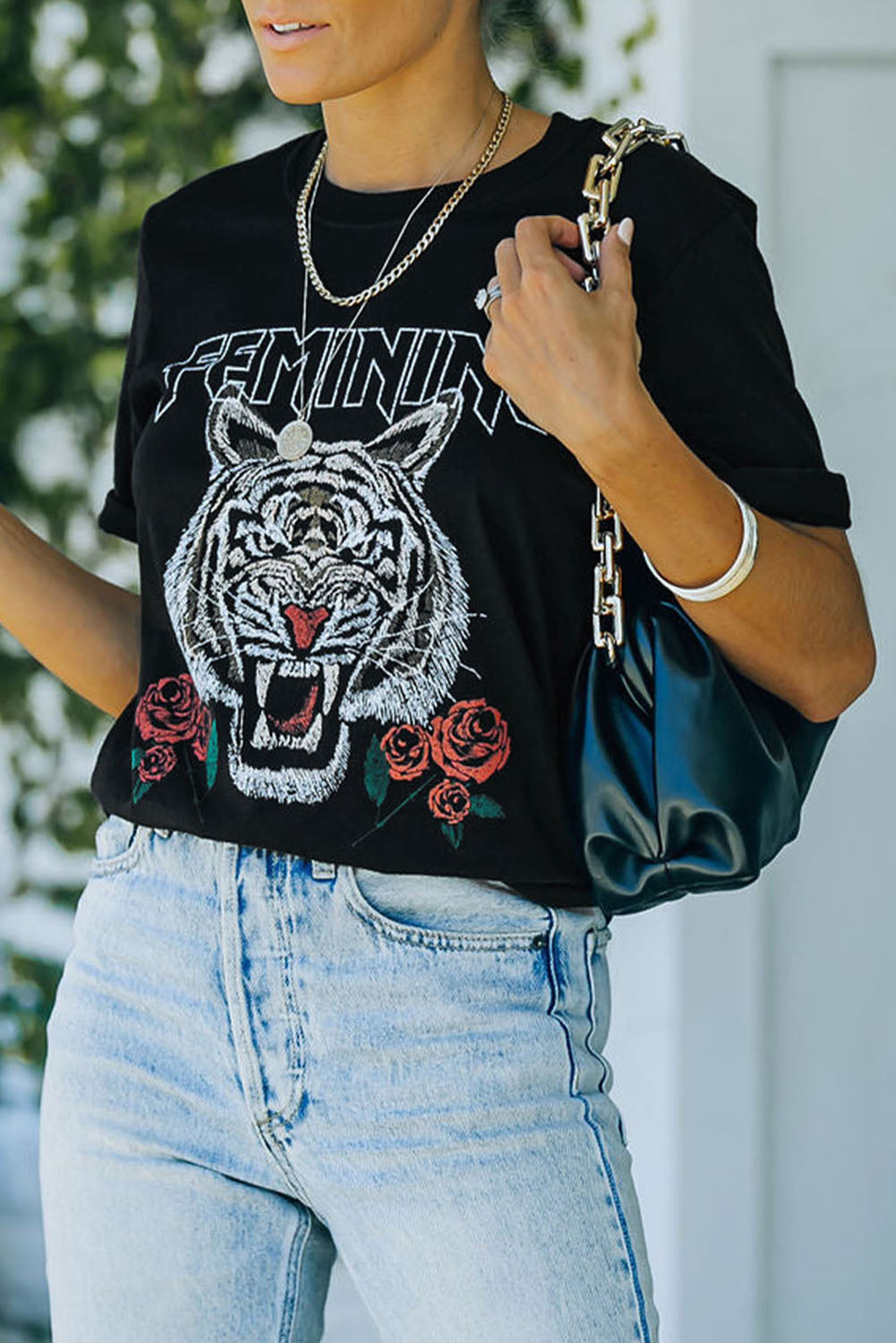 Black Tiger Print T-Shirt