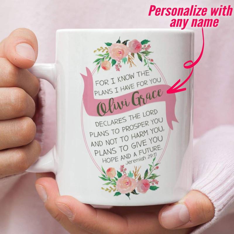 Jeremiah 29:11 personalized name coffee mug