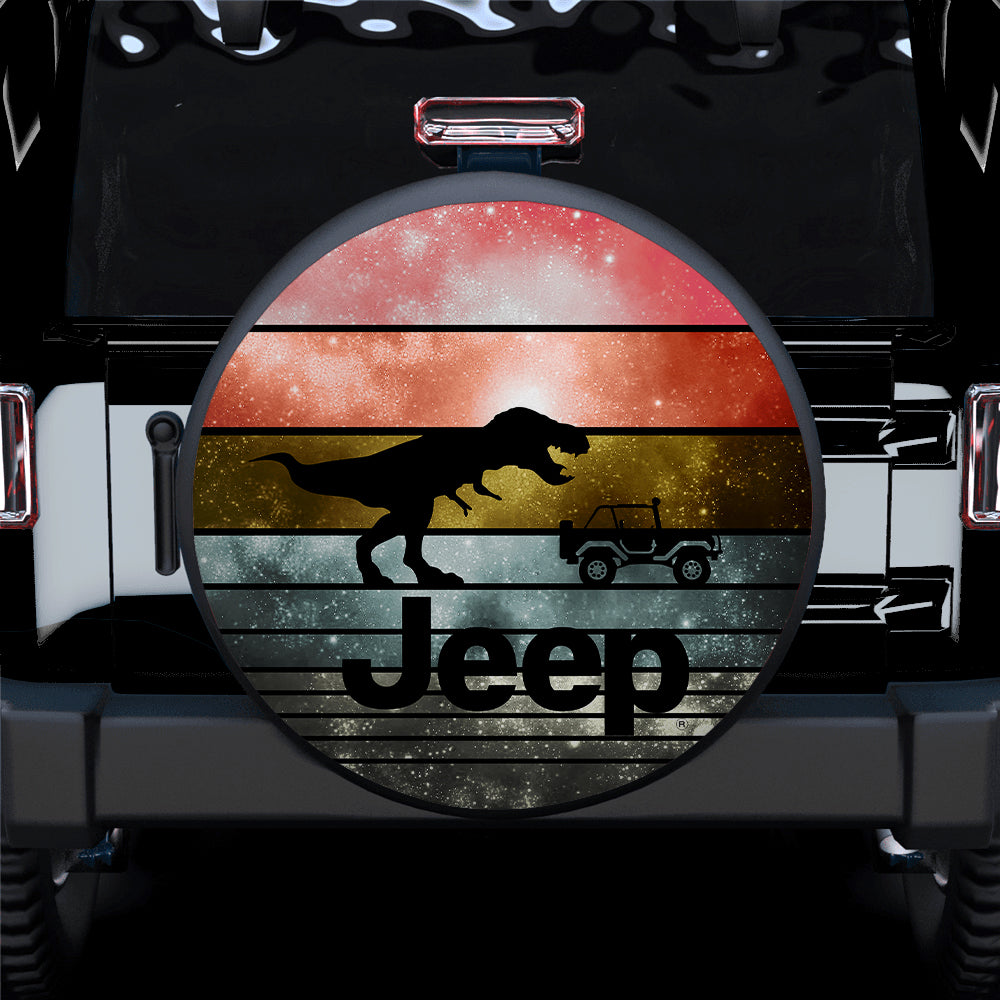 T-Rex Vs Jeep Car Spare Tire Covers Gift For Campers