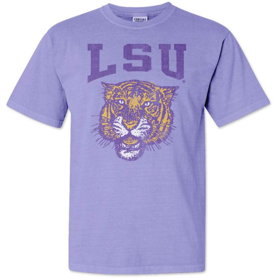 B&B Dry Goods LSU Tigers 78 Tiger Arch Garment Dyed T-Shirt – Amethyst