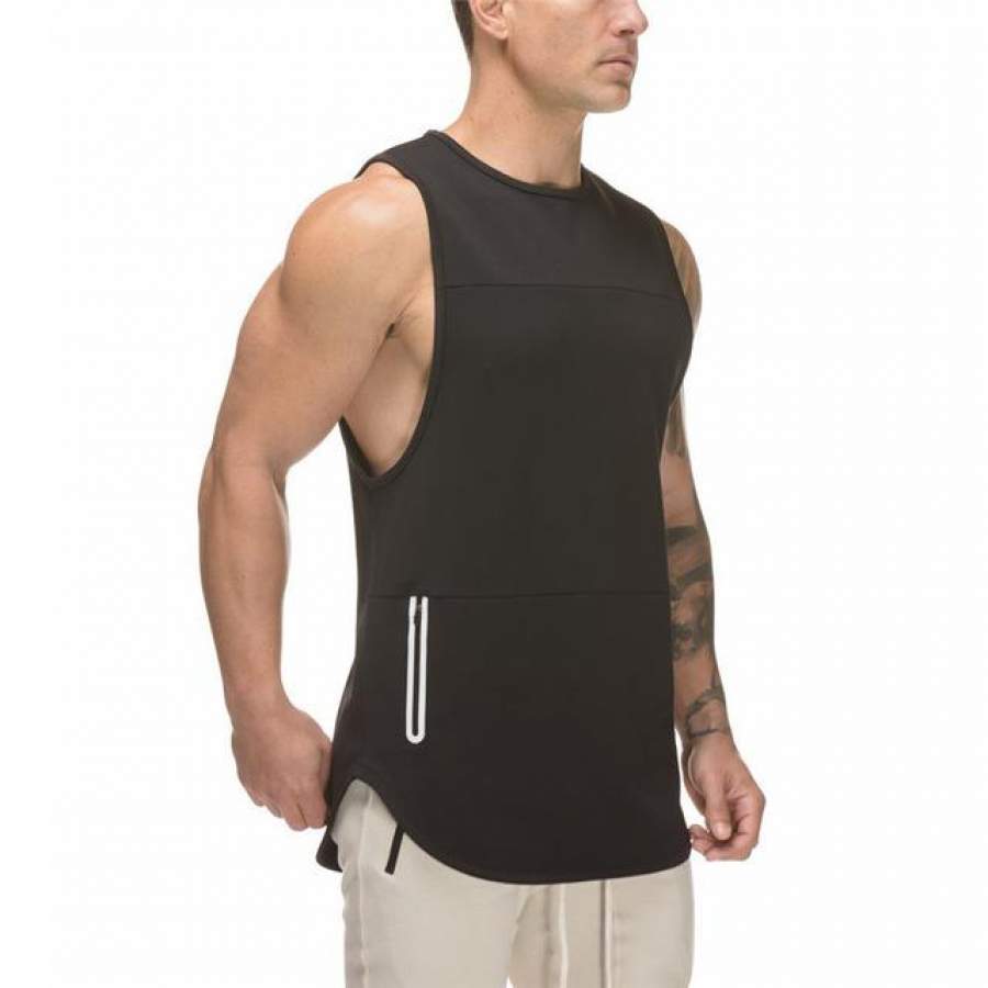 Men’s Zipper Sleeveless T shirts Summer Cotton Male Tank Tops Gyms Clothing Bodybuilding Undershirt Fitness Tank Tops