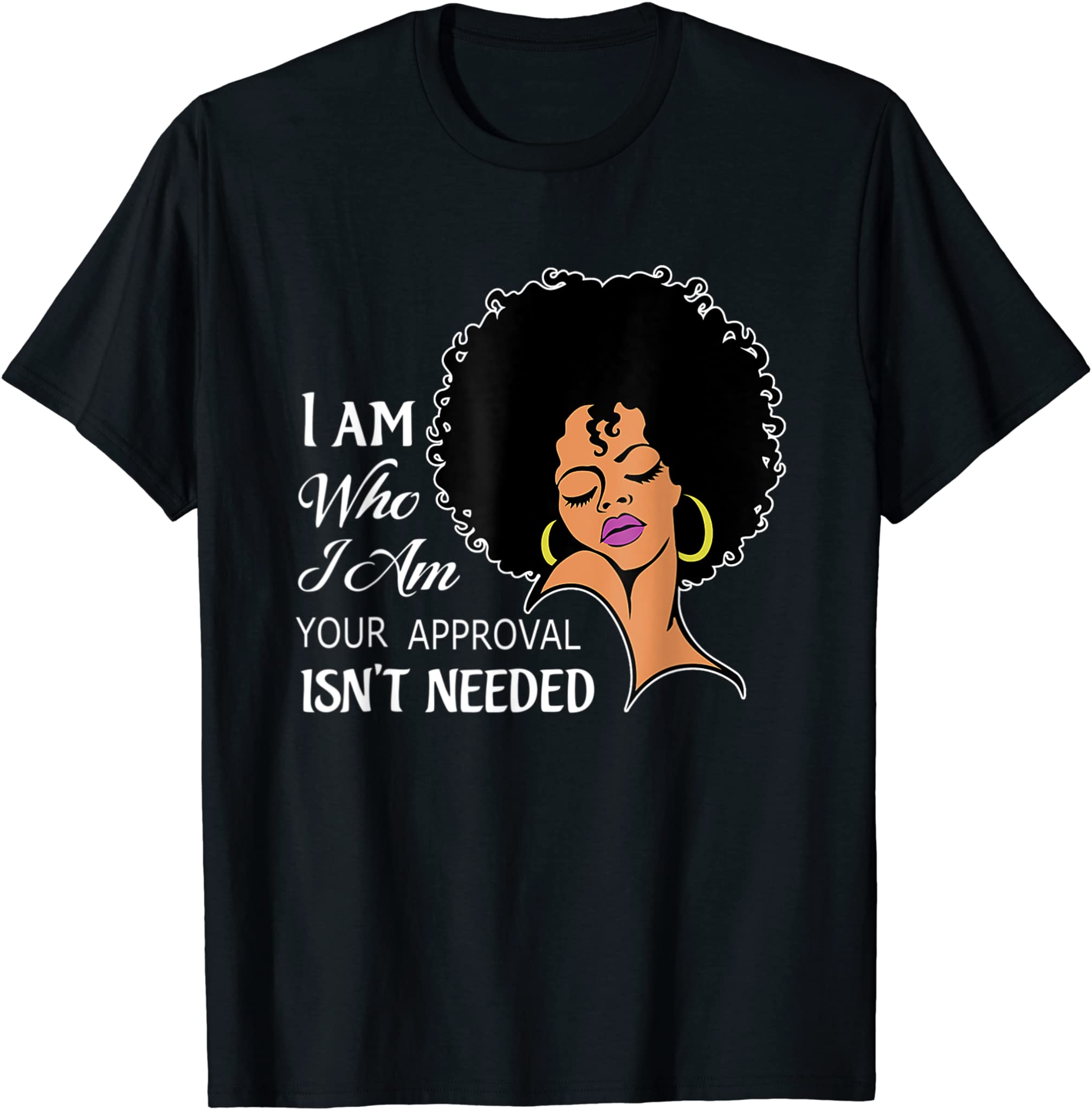 Black Queen Lady Curly Natural Afro African American Ladies T-Shirt