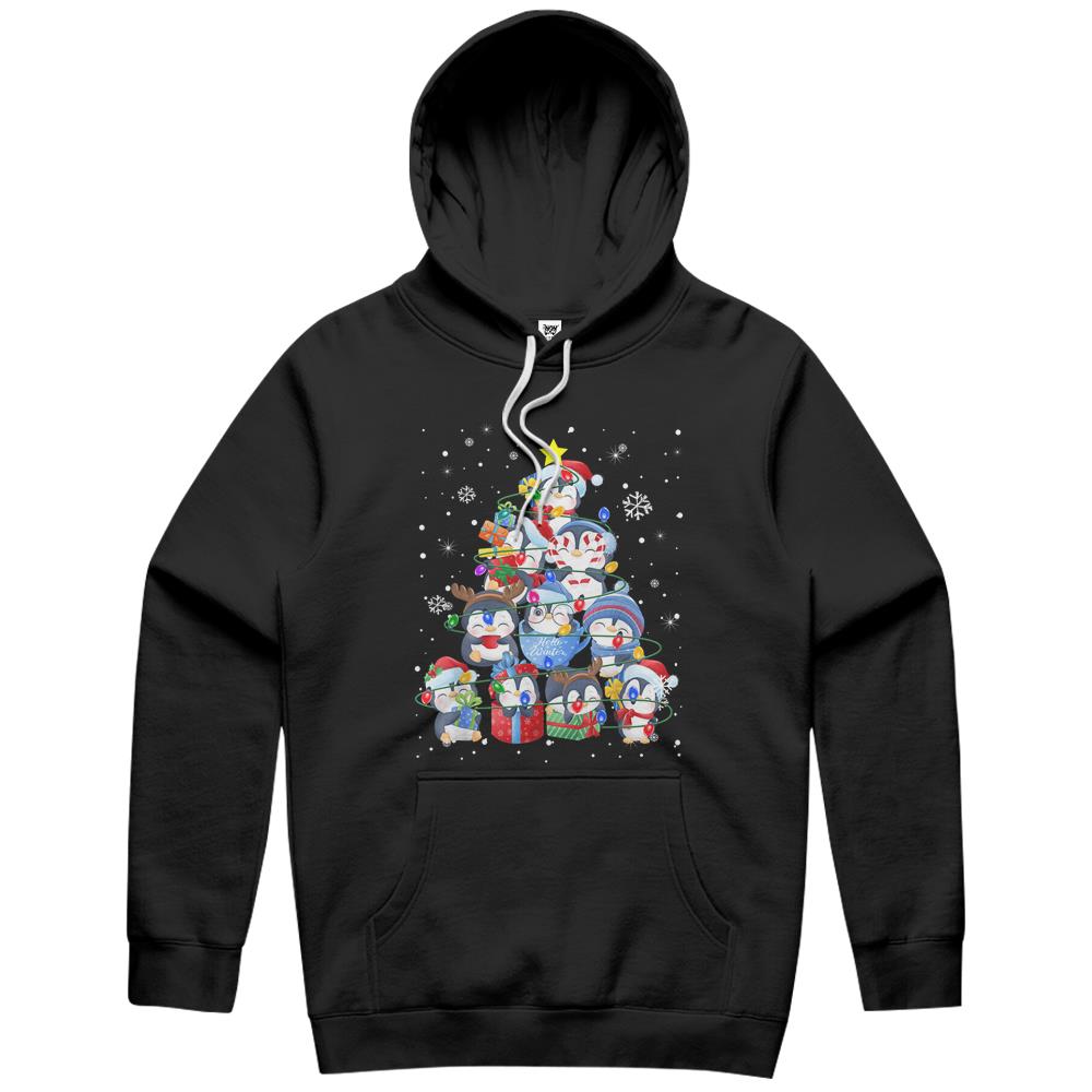 Cute Penguin Christmas Tree Gift Decor Xmas Tree Hoodie