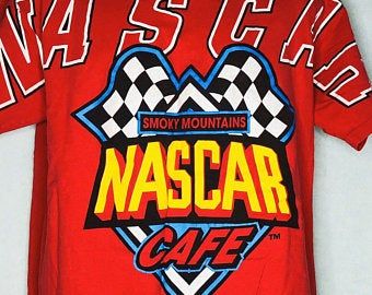 Vintage Nascar Cafe Smokey Mountain Racing T-shirt S  Red All Over Print 2505