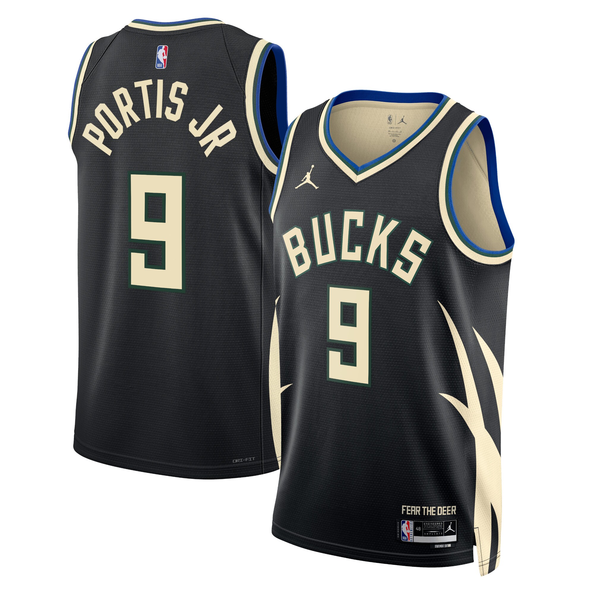 Milwaukee Bucks Jordan Statement Edition Swingman Jersey – Black – Bobby Portis Jr – Unisex