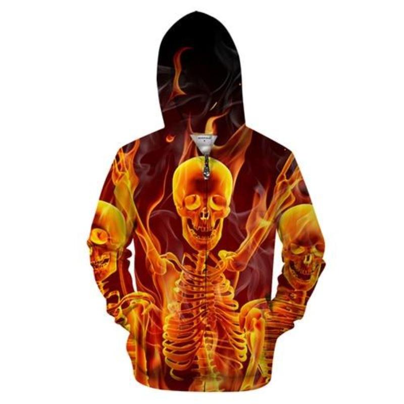 Fire & Skull Zip-up Hoodie