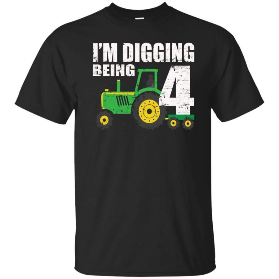 Kids 4 Year Old Tractor Birthday Shirt 4Th Birthday Shirt Boy