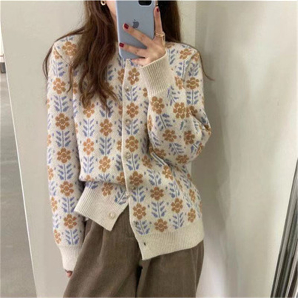 2021 Korean Fashion Autumn Cardigan Women Sweet Knitted Sweater Preppy Cute Holiday Loose Knitwear Coat Thickened Pull Femme alx