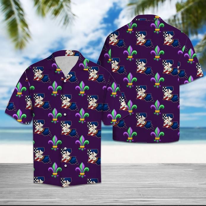 Louisiana Fleur De Lis Mardi Hawaii Shirt Unisex Adult Ha91644